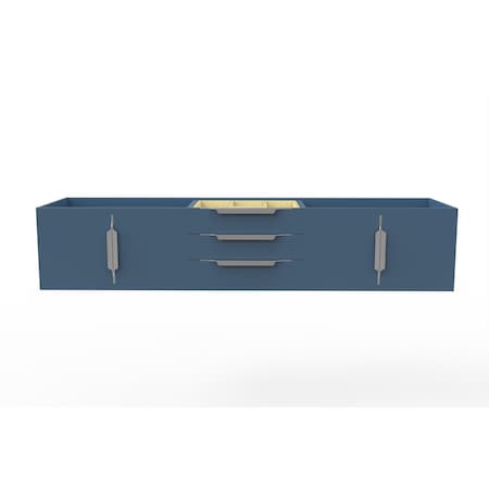 Castello Usa Alpine 72" Wall Mounted Blue Vanity Base with Chrome Handles CB-MC-72BLU-CHR-VBO